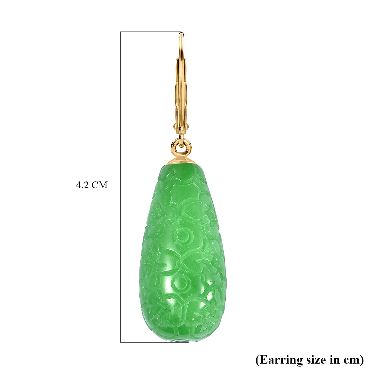 Hand Carved Green Jade Earring Sterling Silver 200.00 Ct.
