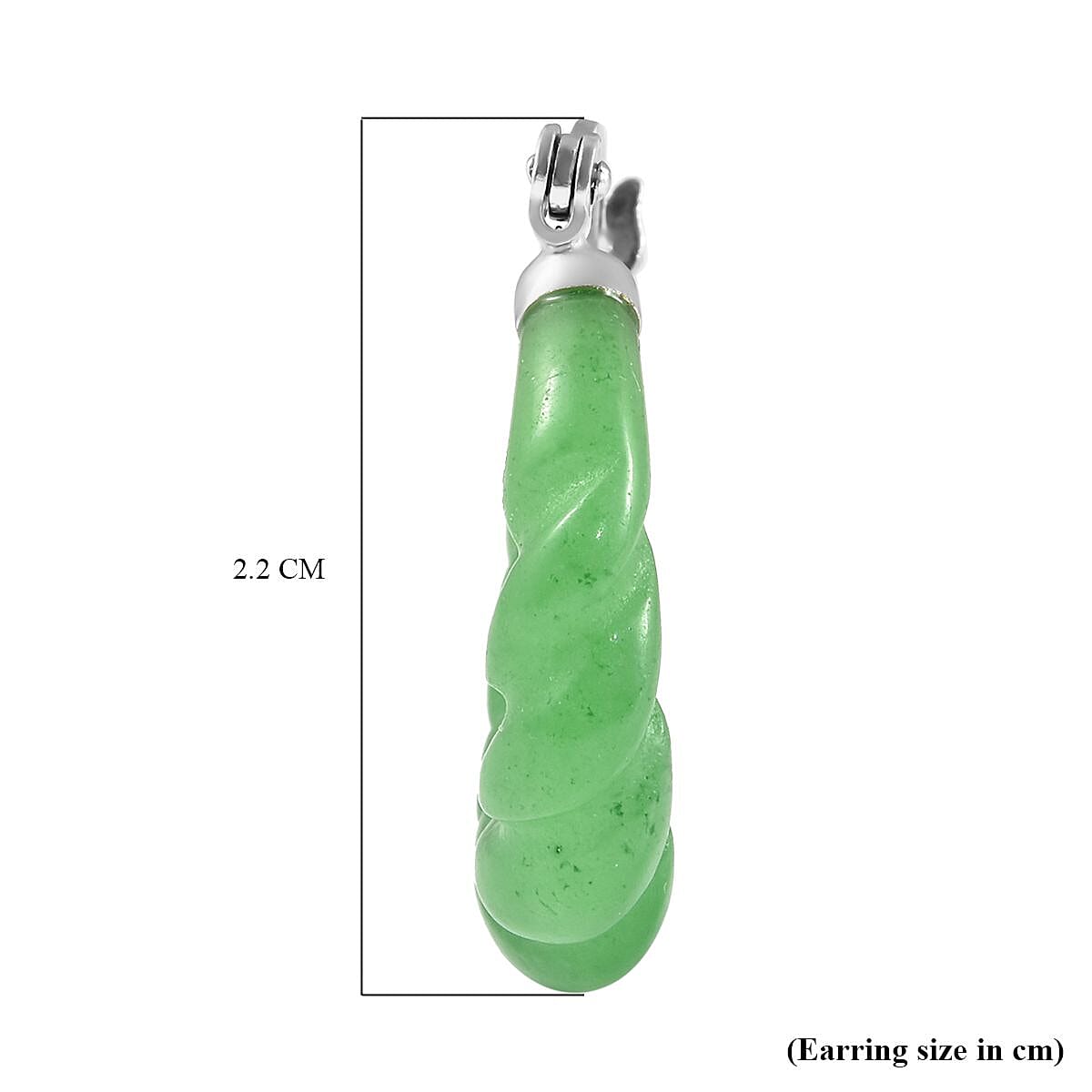 Green Jade Earring in Rhodium Overlay Sterling Silver 17.00 ct 17.000 Ct.