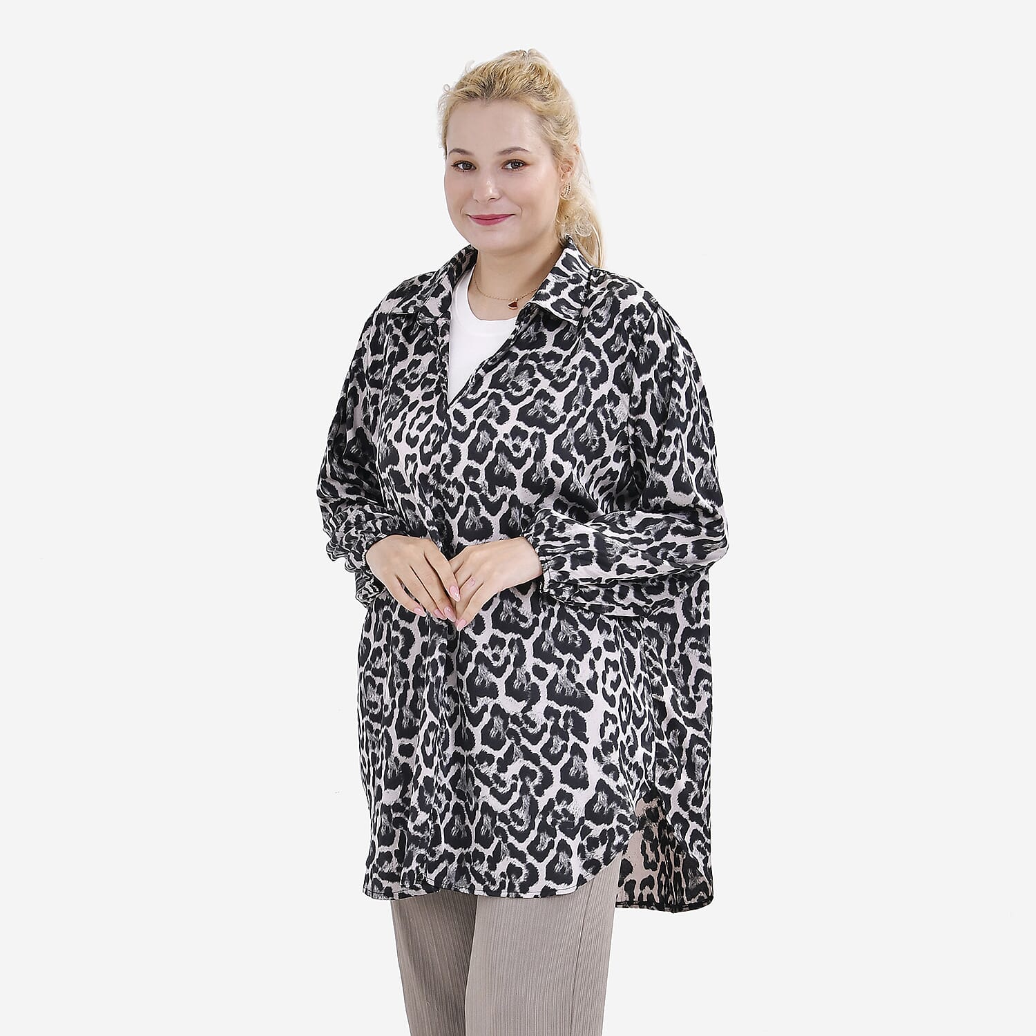 LA MAREY Oversized Button up Shirt (SIze S-M) - Leopard