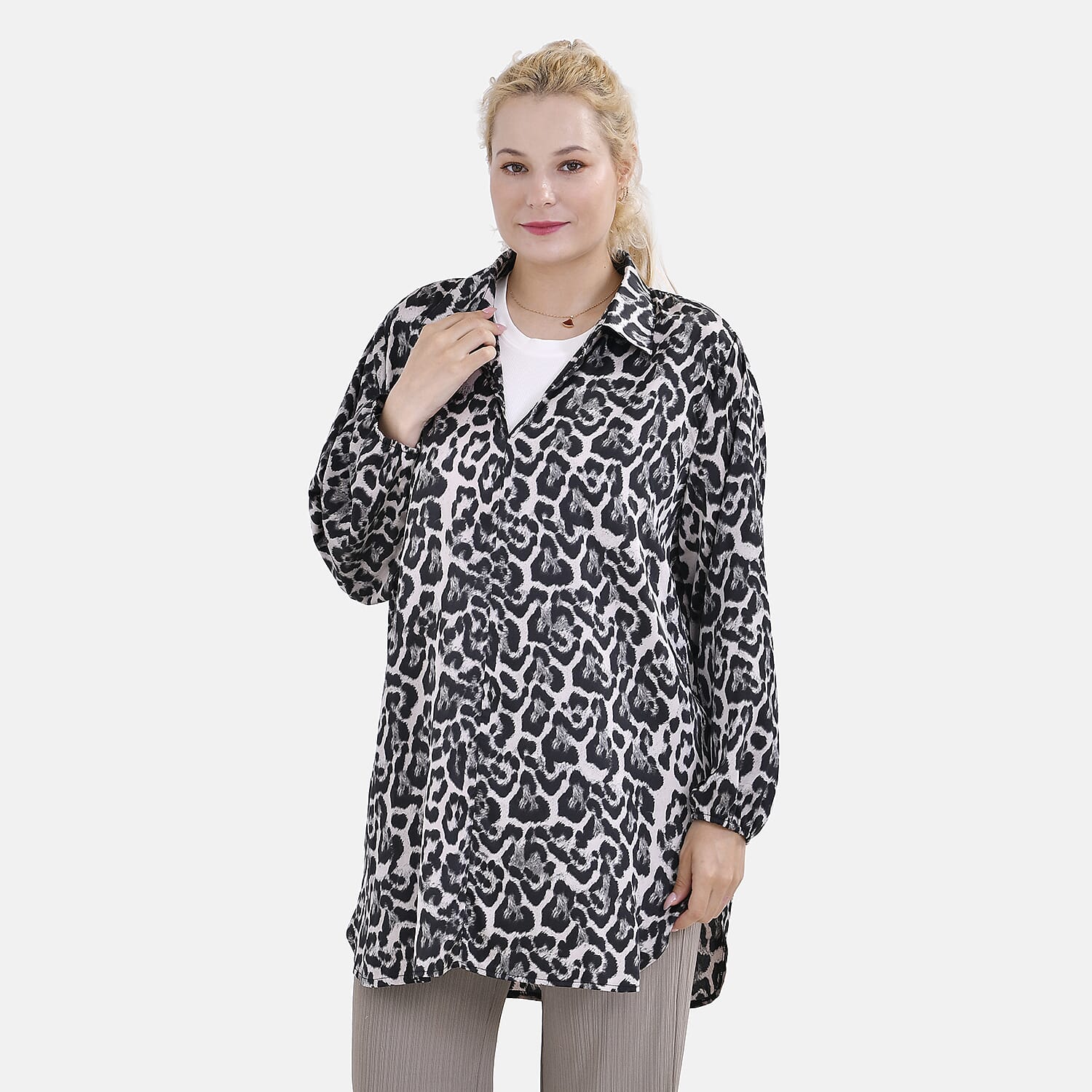 LA MAREY Oversized Button up Shirt (SIze S-M) - Leopard