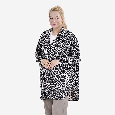 LA MAREY Oversized Button up Shirt (SIze L-XL) - Leopard