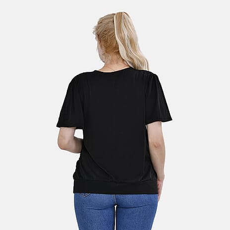 Tamsy V-Neck Top (Curve Size) - Black