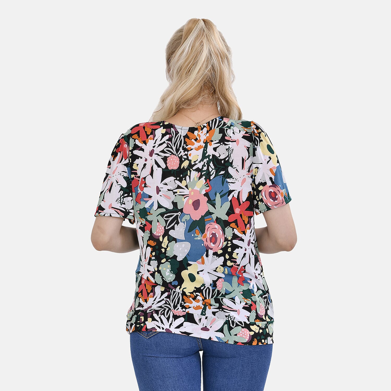 Tamsy V-Neck Floral Top (Size M-L) - Pink