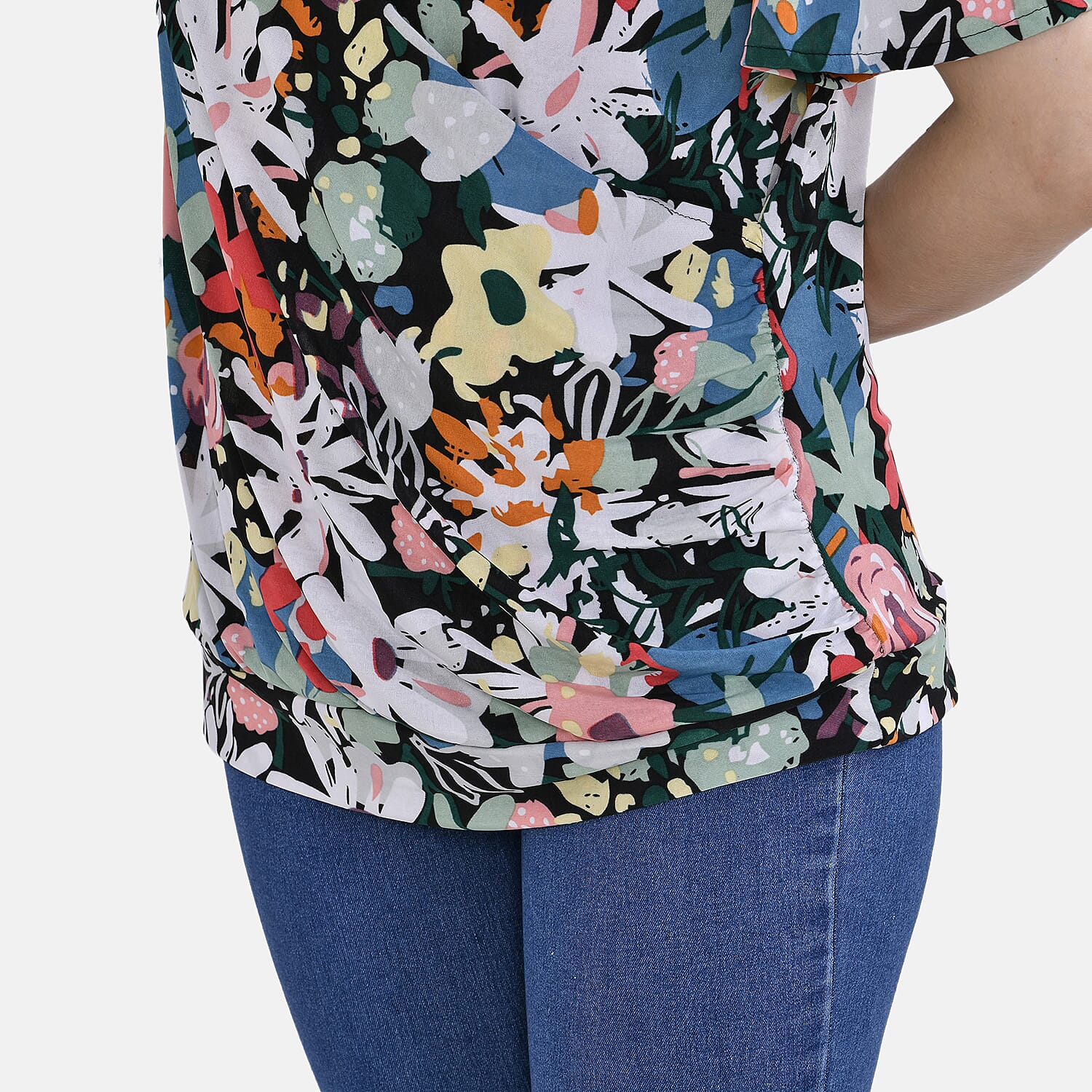 Tamsy V-Neck Floral Top (Size M-L) - Pink