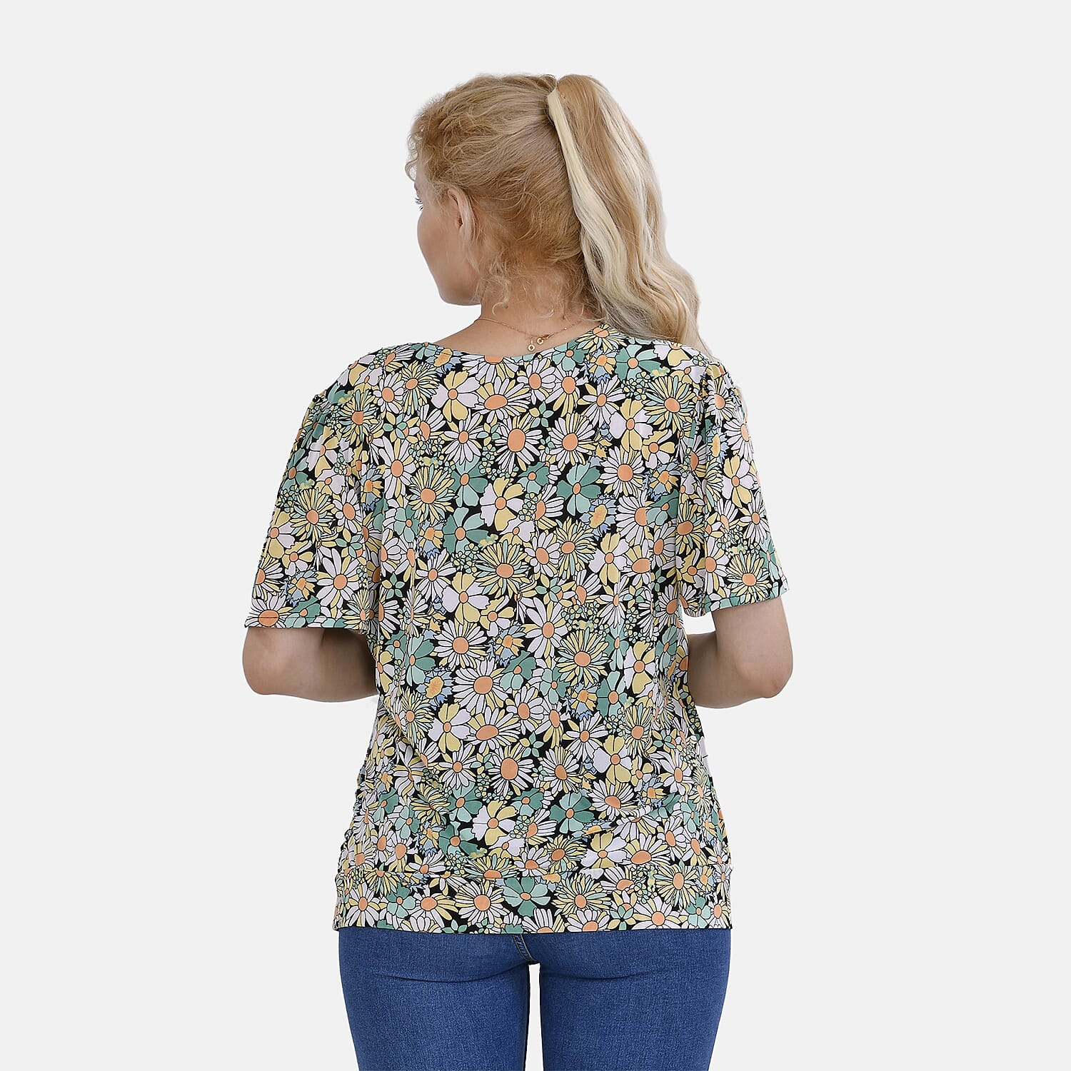 Tamsy V-Neck Floral Top (Size M-L) - Pink