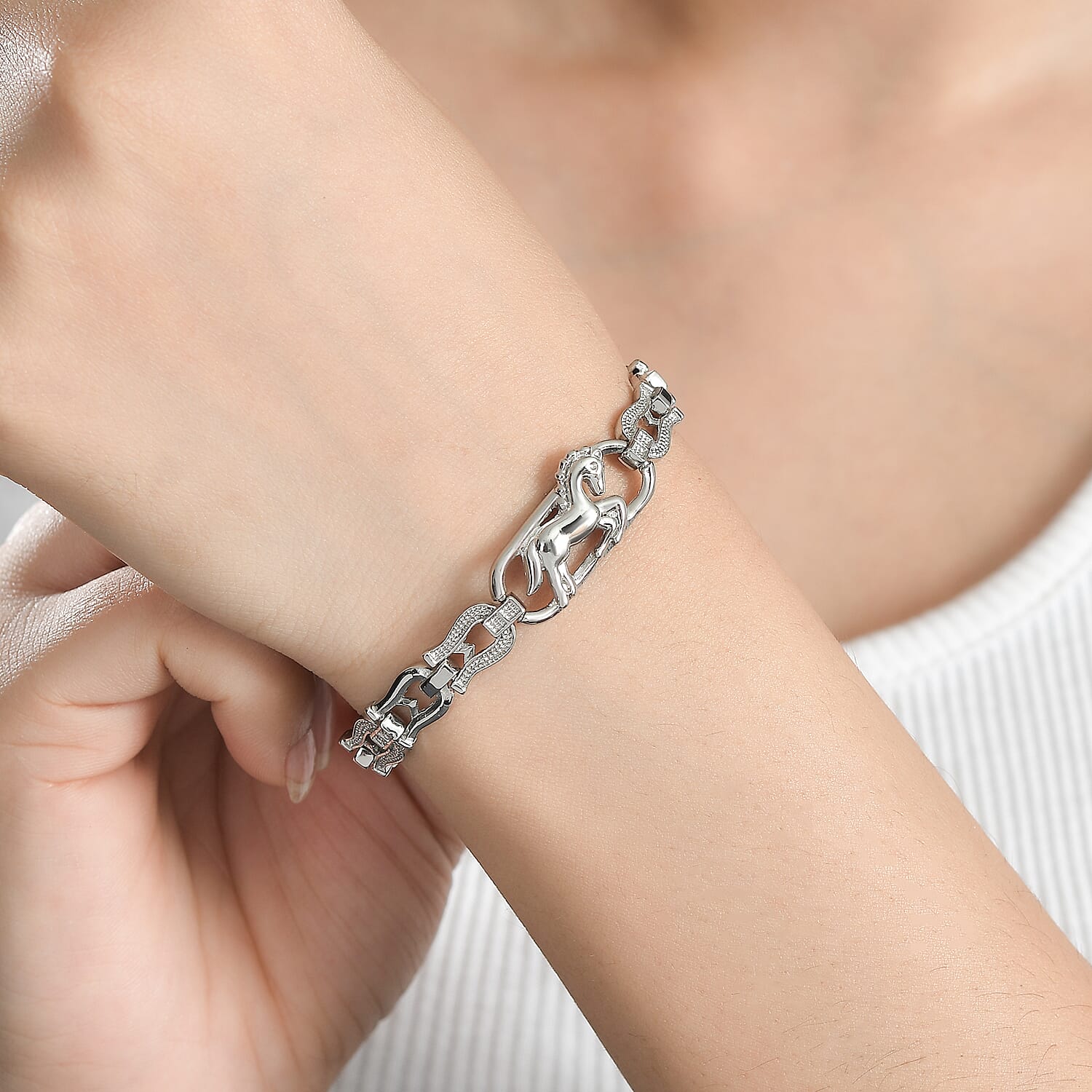 Designer Inpired - Shimmering Horse Bracelet (Size - 8)