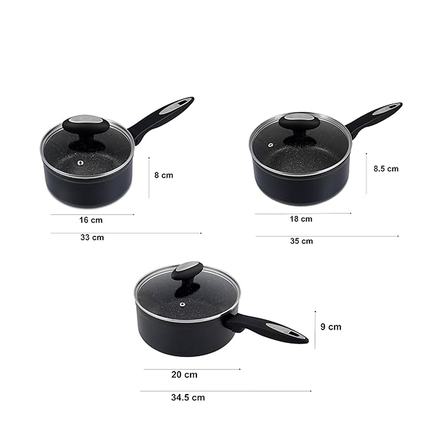 ZYLISS Ultimate Non Stick 3 Piece Sauce Pan Set - Black