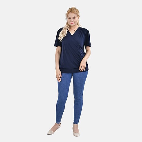 Tamsy Polyester Solid Top (One Size 8 to 16) - Blue