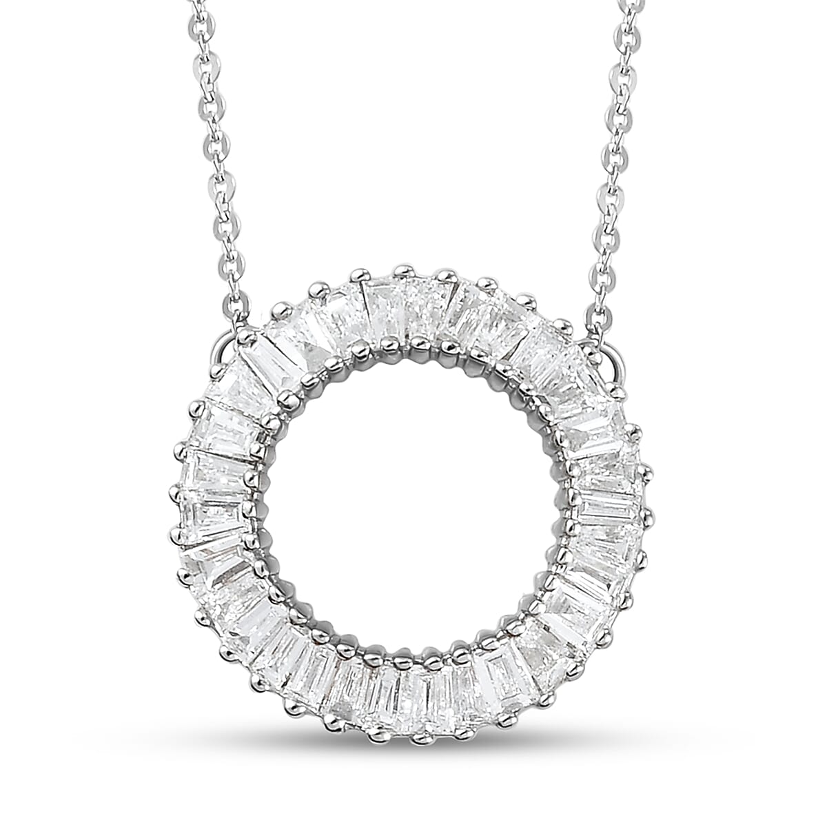 RHAPSODY 950 Platinum SGL Certified Diamond (VS-E-F) Circle Necklace (Size -18) 0.52 Ct.