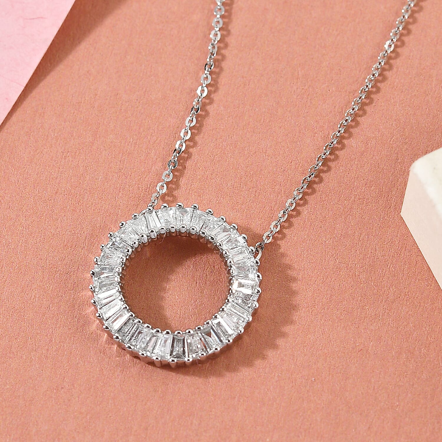 RHAPSODY 950 Platinum SGL Certified Diamond (VS-E-F) Circle Necklace (Size -18) 0.52 Ct.