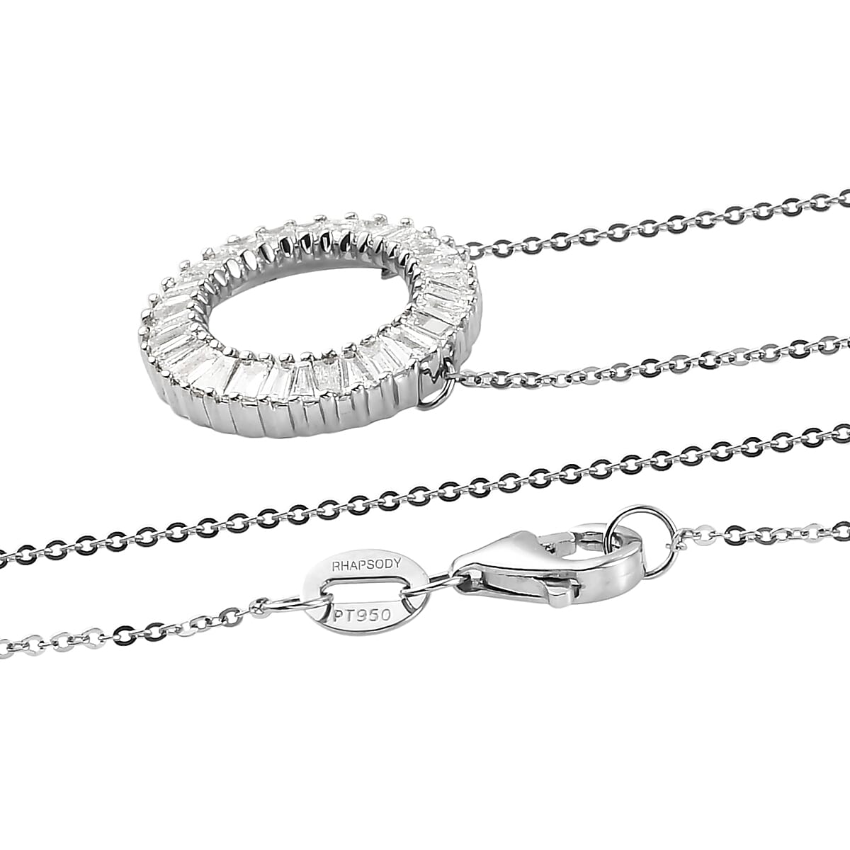 RHAPSODY 950 Platinum SGL Certified Diamond (VS-E-F) Circle Necklace (Size -18) 0.52 Ct.