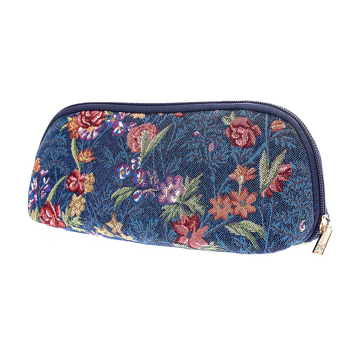 Signare Tapestry Fabric Cosmetic and Toiletry Bag (Size 10x22x12 cm) - Dark Blue