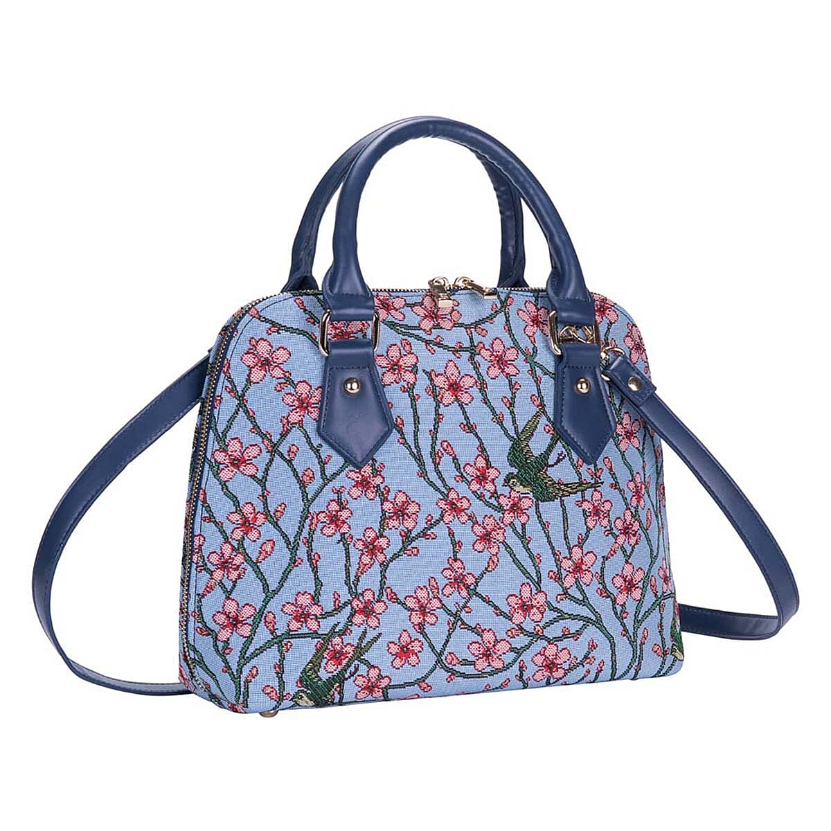 Signare Tapestry Convertible Fabric Handbag - Blossom and Swallow