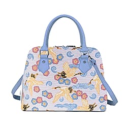 Signare Tapestry Convertible Fabric Handbag - Frida Kahlo Poppy in Black backdrop