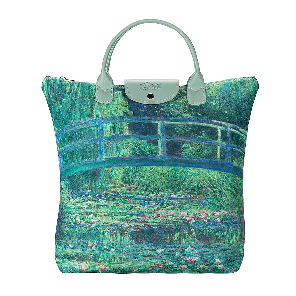 Signare Tapestry Foldaway Bag - Art - Monet - The Water Lily Pond - Light Green