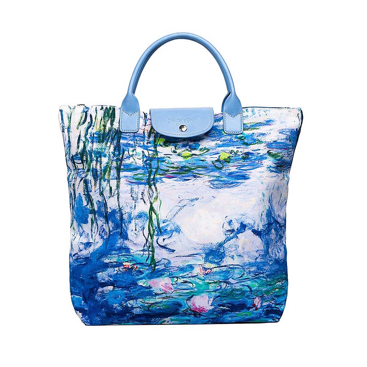 Signare Tapestry Foldaway Bag - Art - Monet - Water Lilies - White and Blue