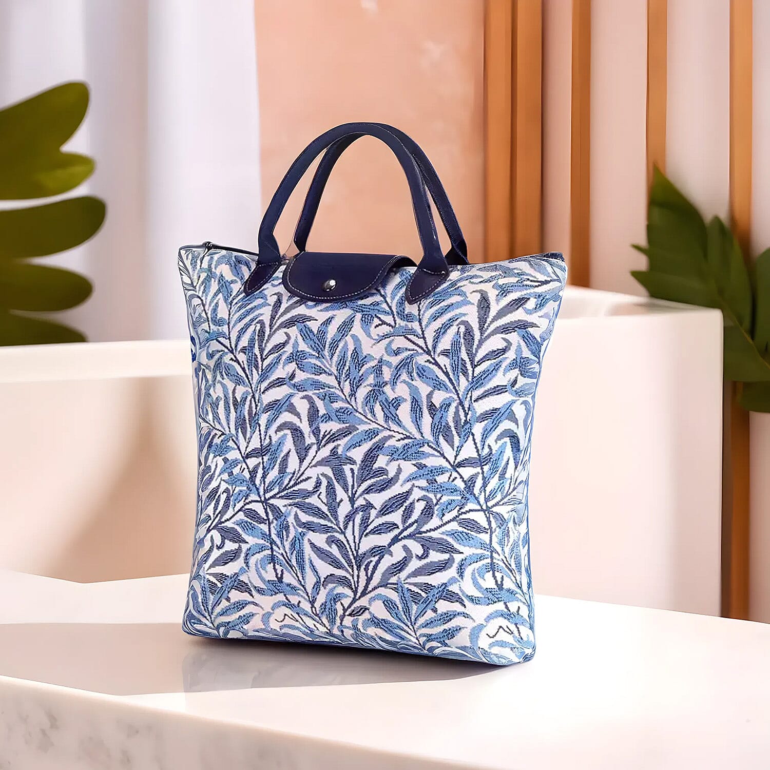 Signare Tapestry Foldaway Bag - Willow Bough - Blue Navy
