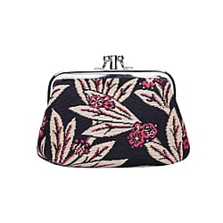 Signare Tapestry Fabric Coin Pouch (Size 4x12x8 cm) - Gold Blue