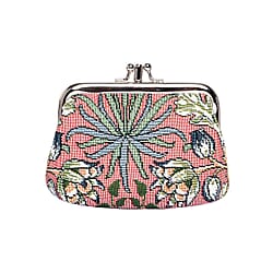 Signare Tapestry Fabric Coin Pouch (Size 4x12x8 cm) - Gold Blue