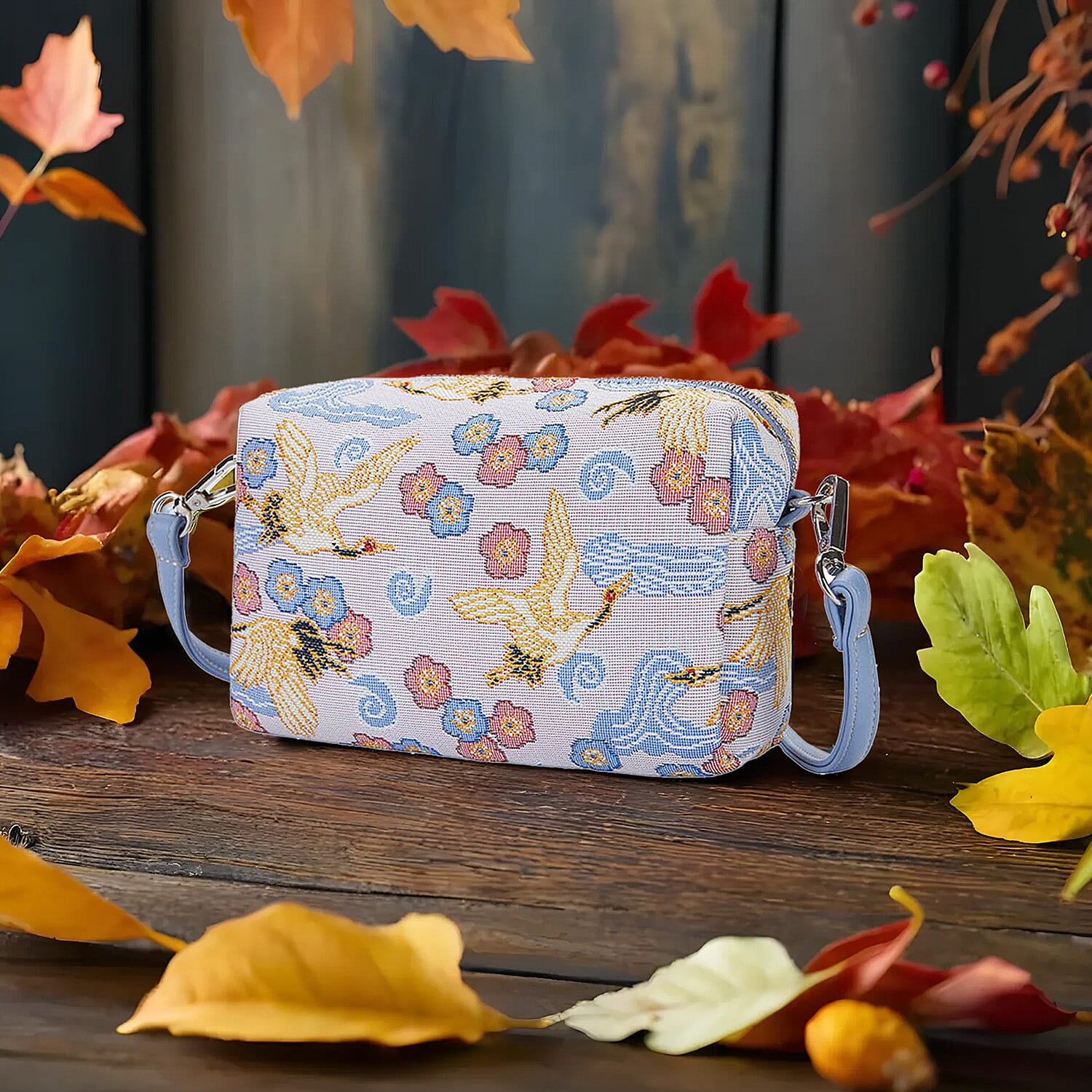 Signare Tapestry Hip Party Bag - Japanese Crane - Yellow & Red