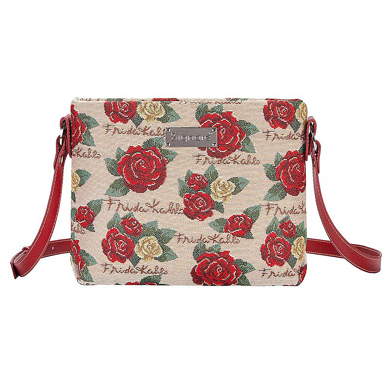 Signare Tapestry Cross Body Bag-Frida Kahlo Rose - Red