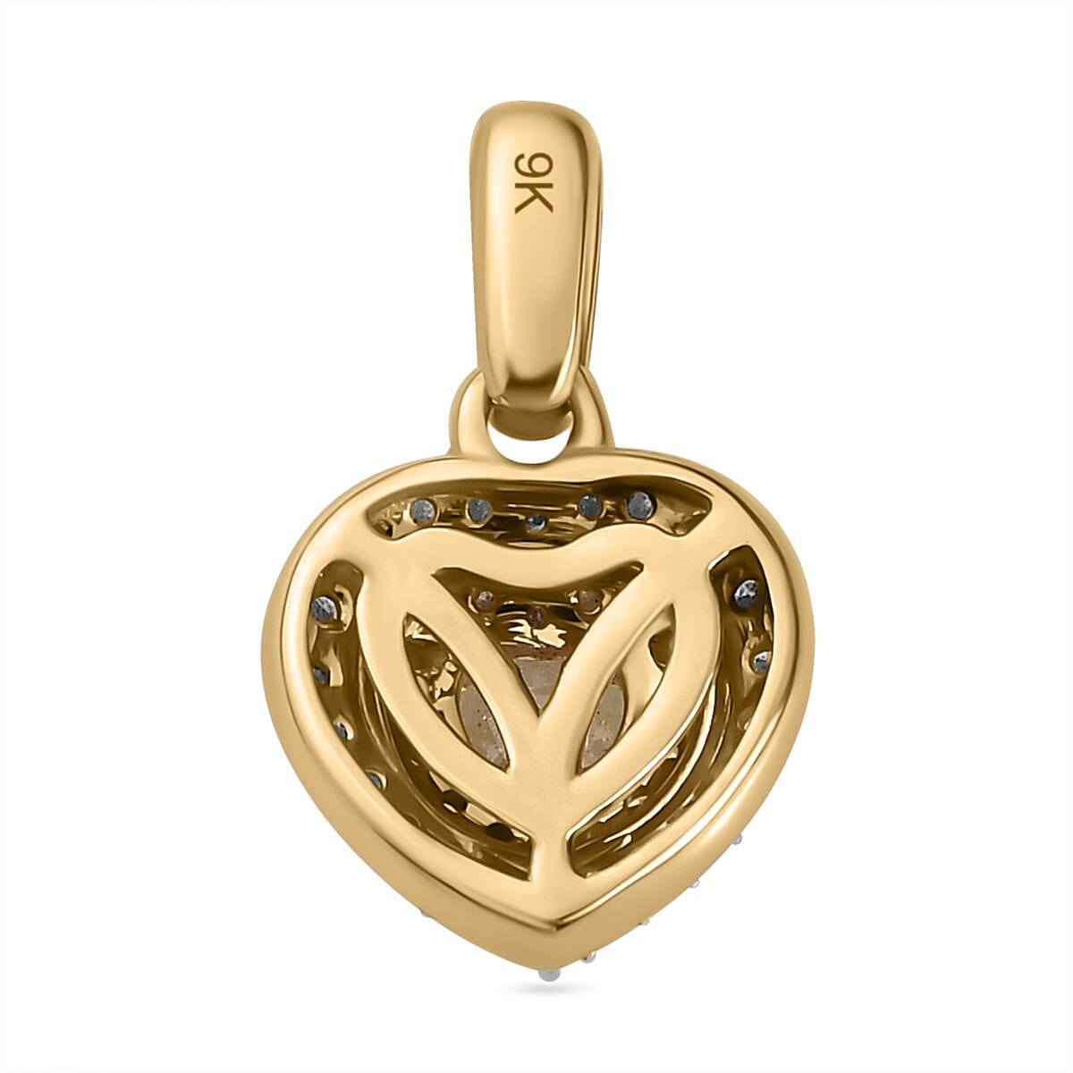 The Rare Find - Yellow Diamond Pendant in 9K Yellow Gold with White Diamonds  (0.50 CT)- 0.33 Heart cut Natural Yellow Diamond