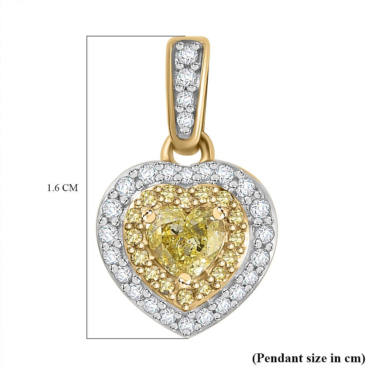 The Rare Find - Yellow Diamond Pendant in 9K Yellow Gold with White Diamonds  (0.50 CT)- 0.33 Heart cut Natural Yellow Diamond