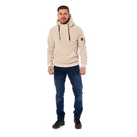 Charlotte West Leo Mens Fluffy Fleece Hoodie (Size XXL) - Cream