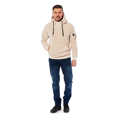 Charlotte West Leo Mens Fluffy Fleece Hoodie (Size XXL) - Cream