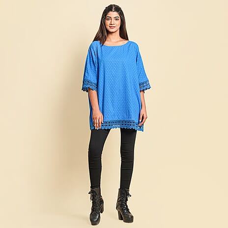 TAMSY 100% Cotton Top (One Size 8-18) - Blue