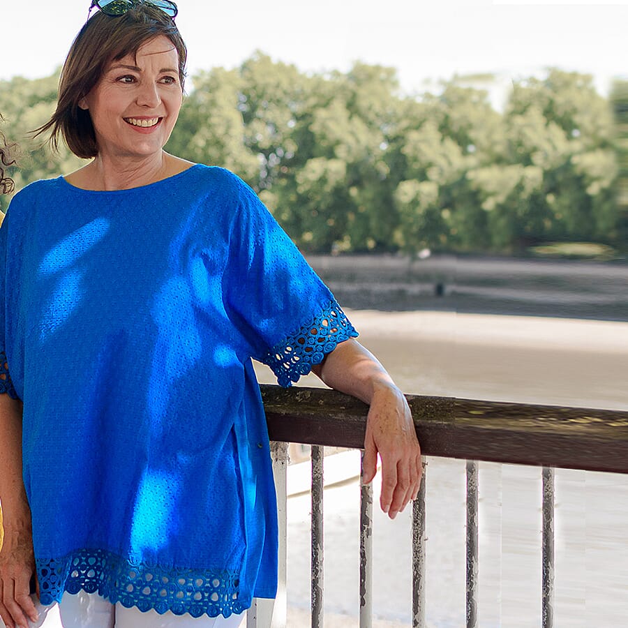 TAMSY 100% Cotton Top (One Size 8-18) - Blue