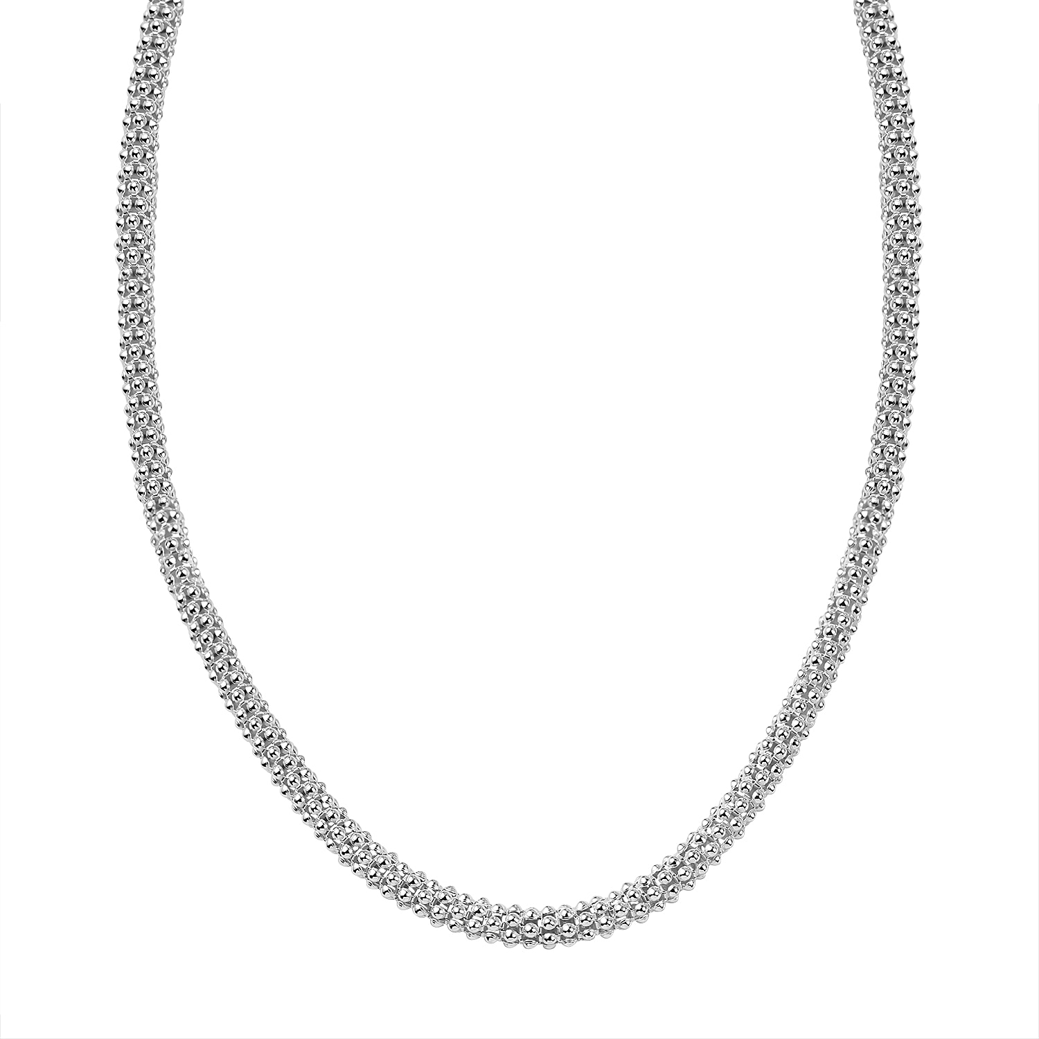 La Bella Fine Italian Jewellery - Sterling Silver Popcorn Necklace (Size - 20), Silver Wt. 21.70 Gms