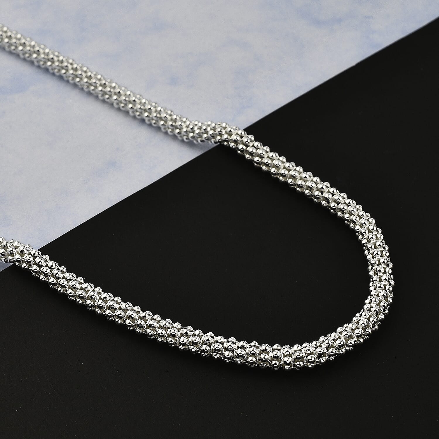 La Bella Fine Italian Jewellery - Sterling Silver Popcorn Necklace (Size - 20), Silver Wt. 21.70 Gms