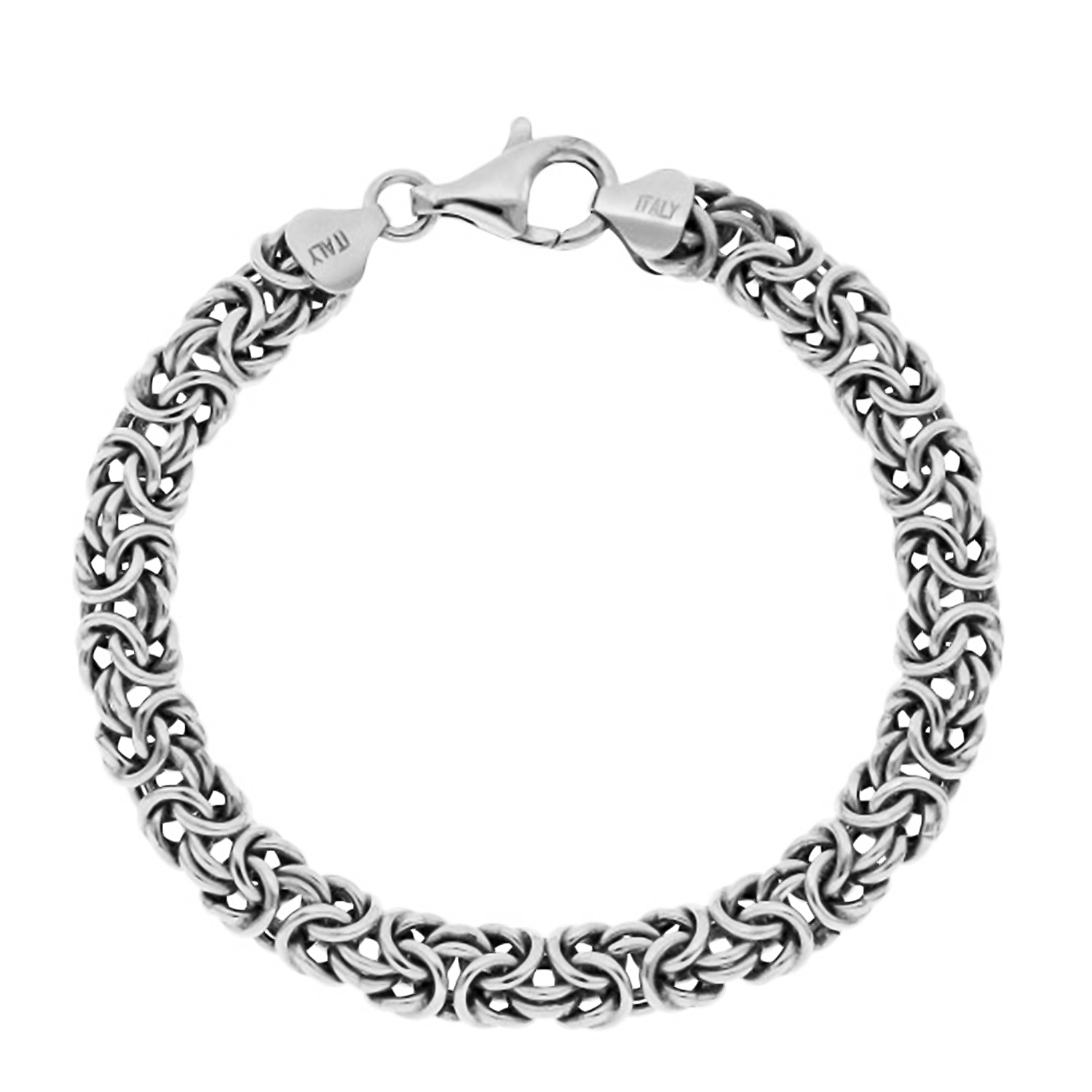 La Bella Italian Made Sterling Silver Byzantine Bracelet (Size - 8)
