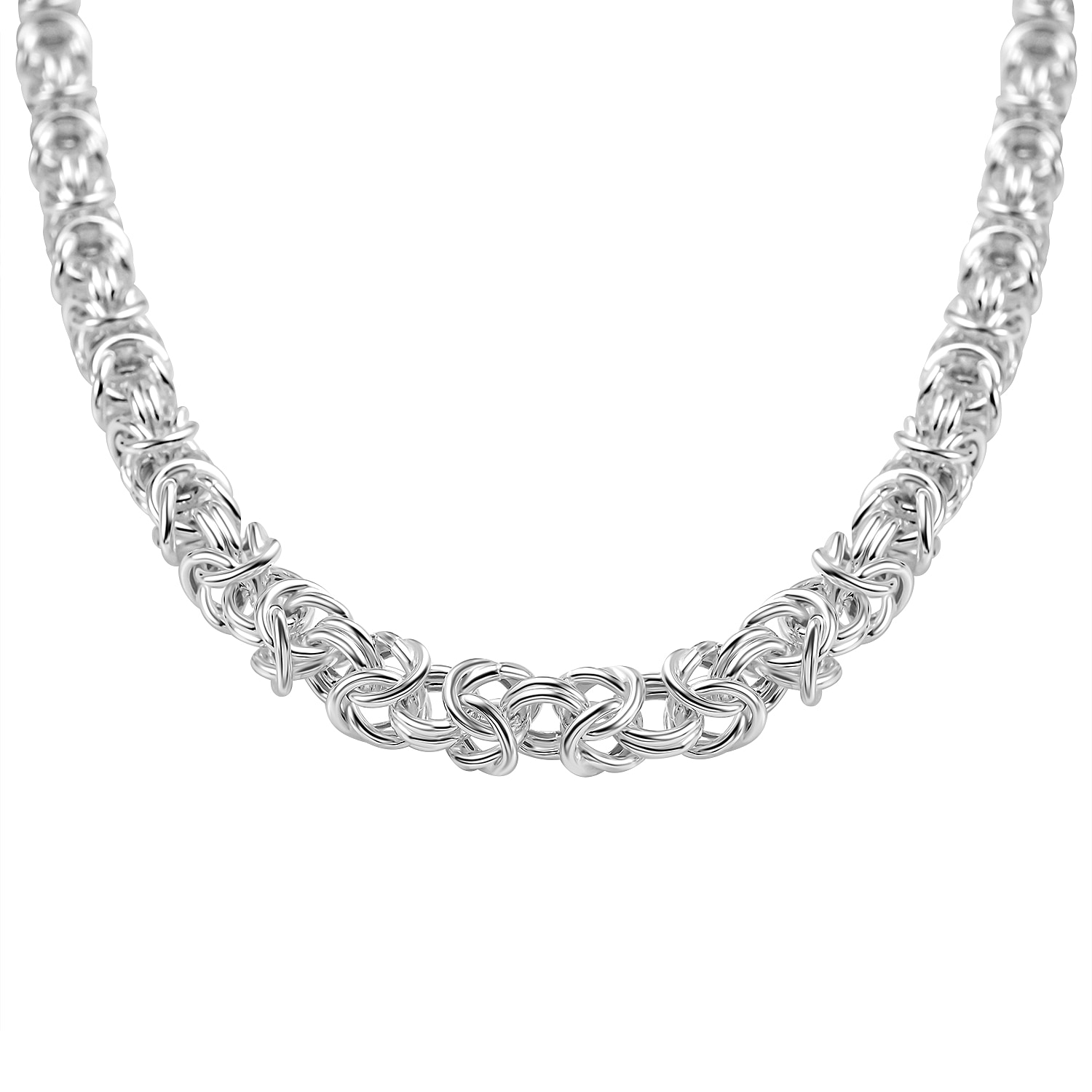 LA Bella - Sterling Silver Byzantine Necklace (Size - 20), Silver Wt. 33.70 Gms