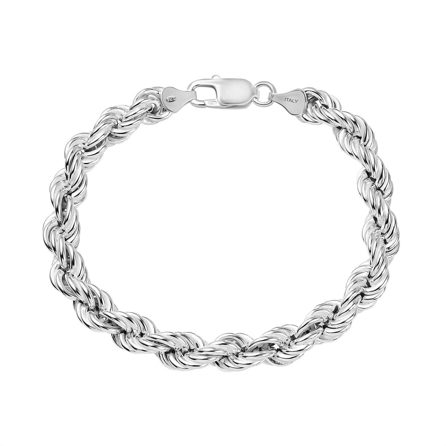 La Bella Fine Italian Jewellery - Sterling Silver Hand Made Rope Bracelet (Size 7.50) with Lobster Clasp, Silver Wt. 15.40 Gms.