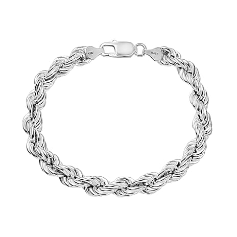 La Bella Fine Italian Jewellery - Sterling Silver Hand Made Rope Bracelet (Size 7.50) with Lobster Clasp, Silver Wt. 15.40 Gms.