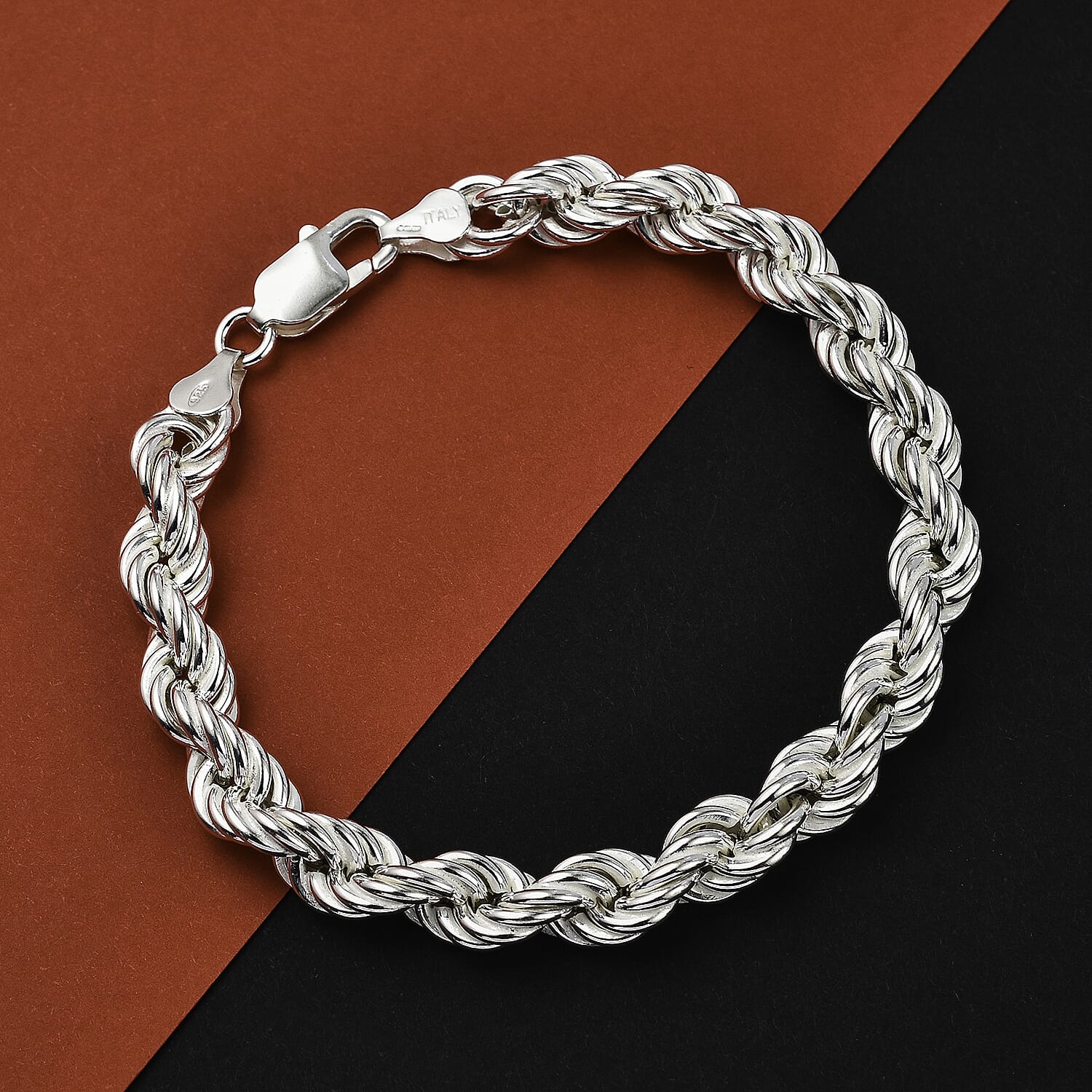 La Bella Fine Italian Jewellery - Sterling Silver Hand Made Rope Bracelet (Size 7.50) with Lobster Clasp, Silver Wt. 15.40 Gms.
