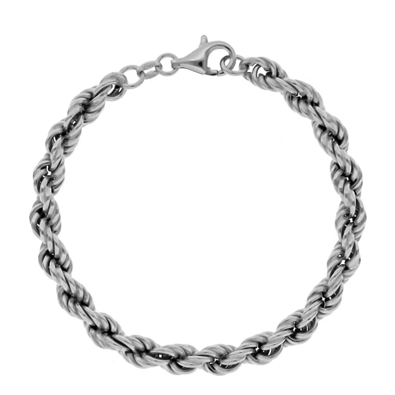 La Bella Fine Italian Jewellery Sterling Silver Rope Bracelet (Size 7.50) with Lobster Clasp, Silver Wt. 8.24 Gms.