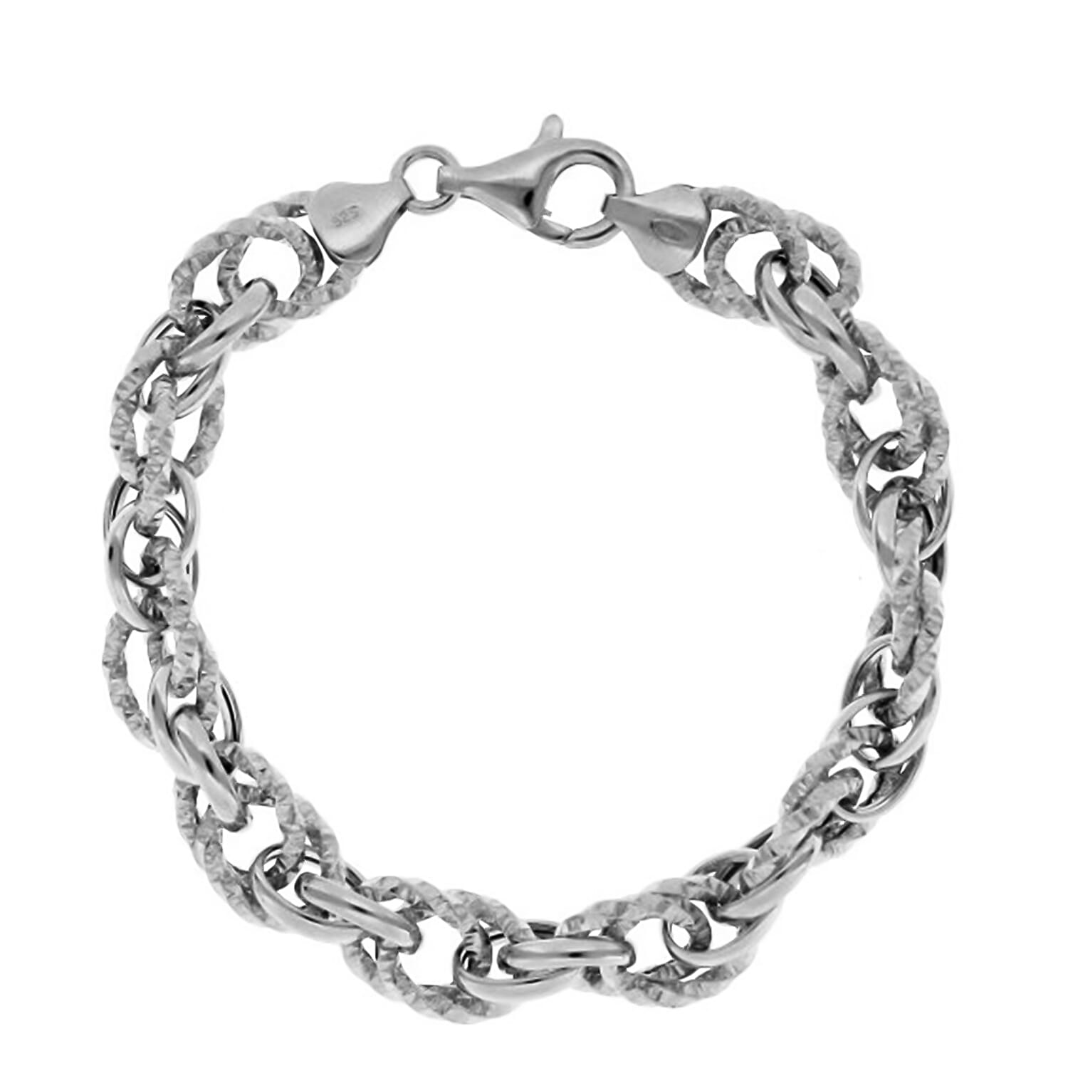 La Bella Fine Italian Jewellery - Sterling Silver Baroque Syle Textured Bracelet (Size 8), Silver Wt. 13.82 Gms.