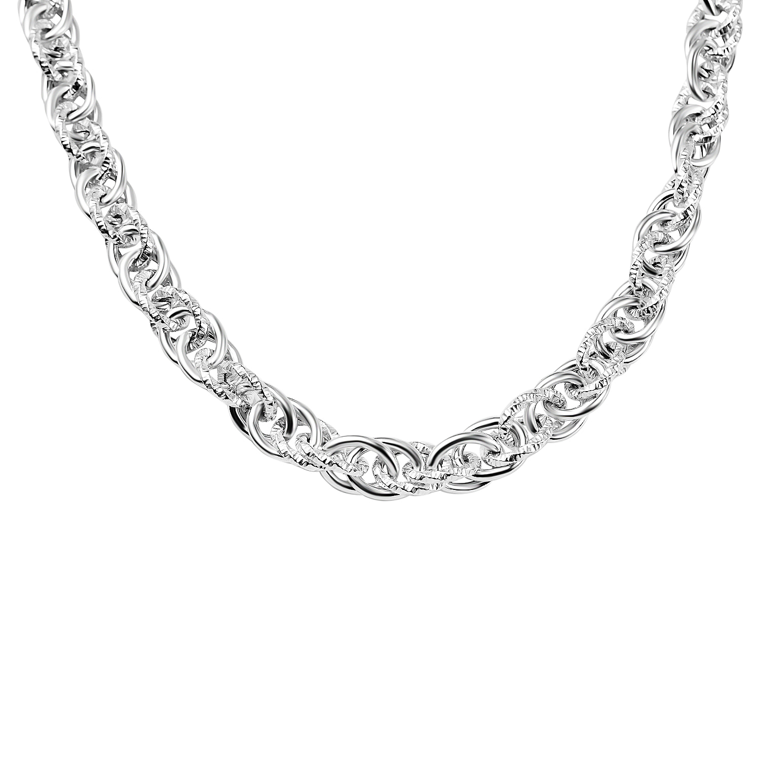 La Bella Fine Italian Jewellery - Sterling Silver Baroque Syle Textured Necklace (Size - 20), Silver Wt. 35.00 Gms