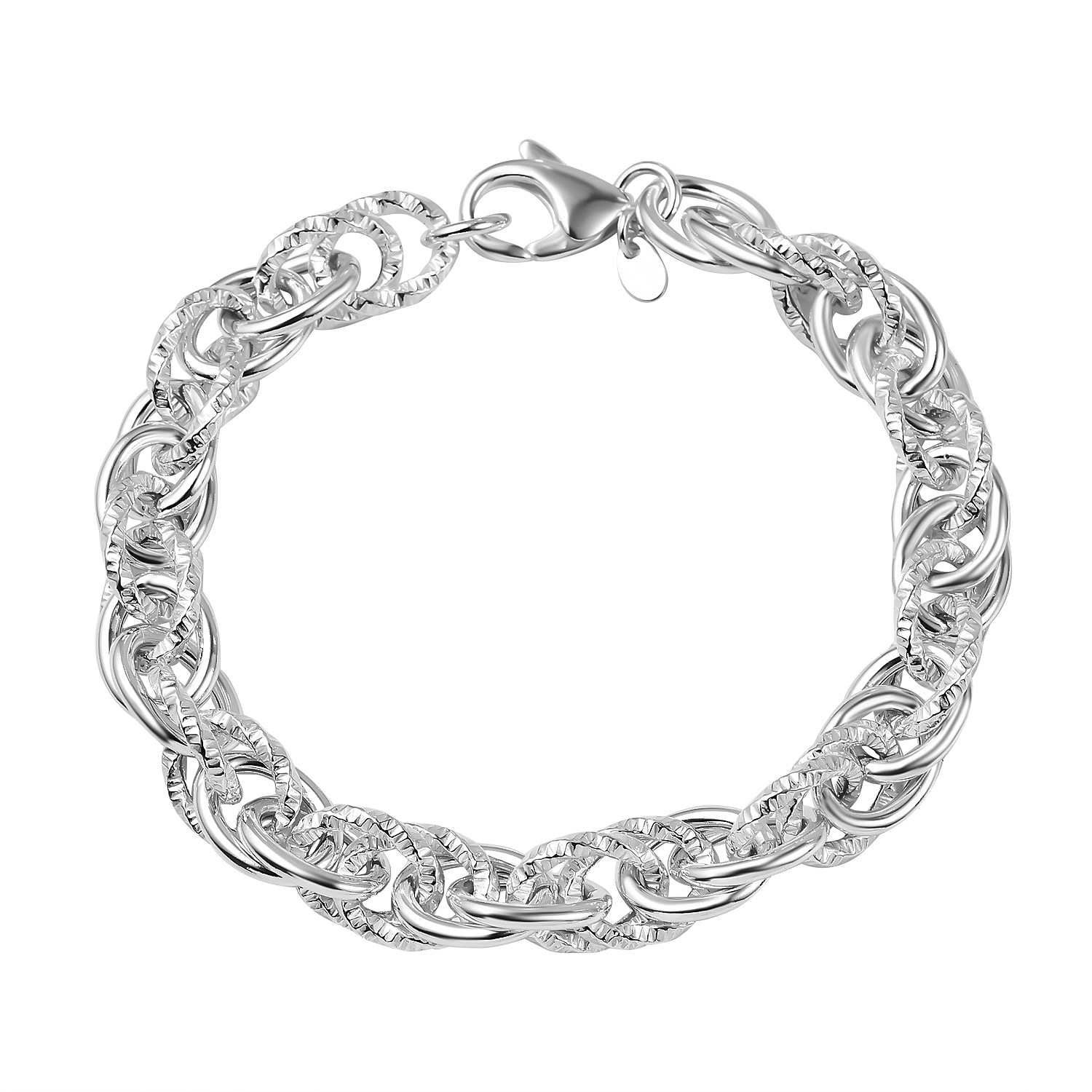 Sterling Silver Link Bracelet (Size - 8),  Silver Wt. 16.6 Gms