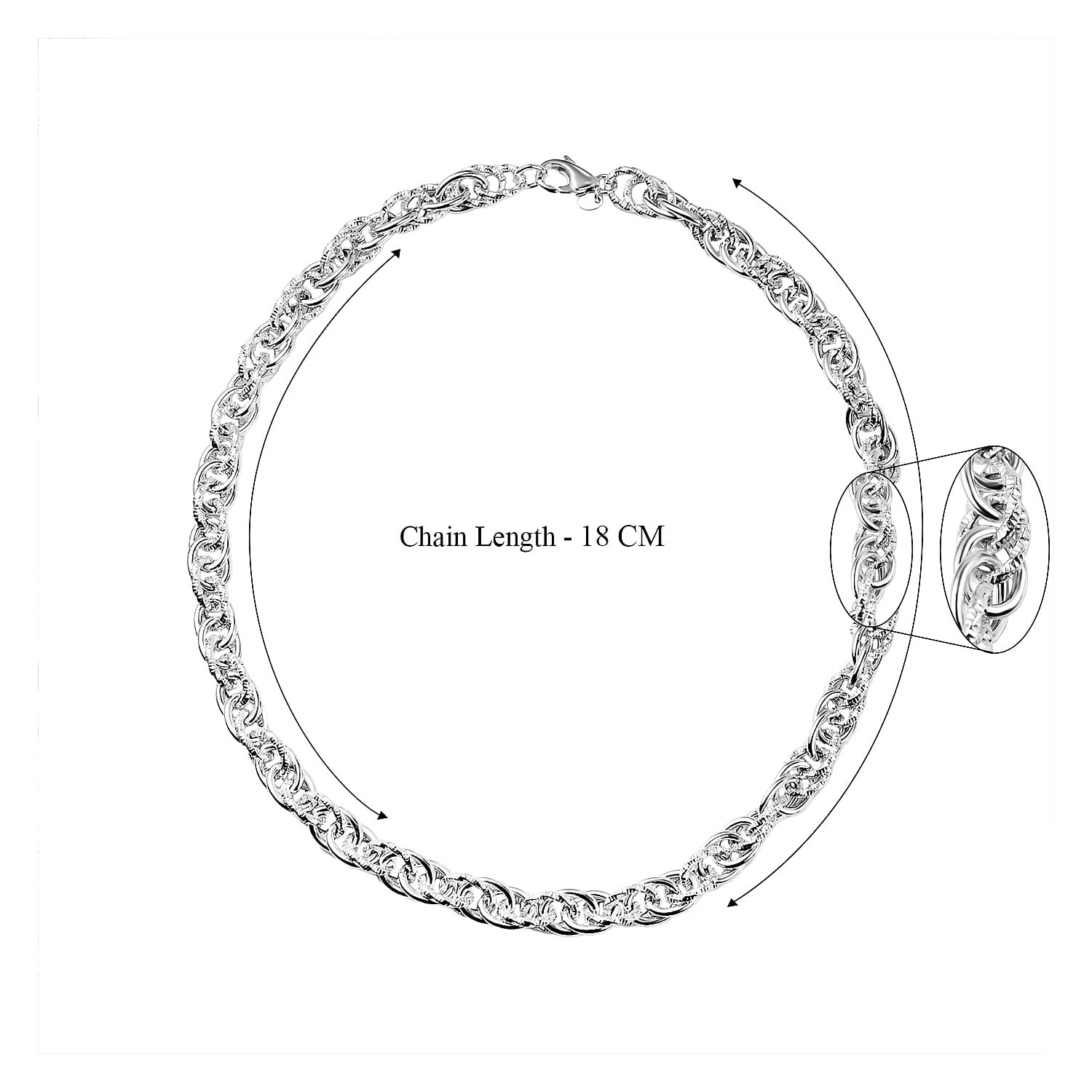 La Bella-  Italian Made Sterling Silver  Necklace (Size - 20), Silver Wt. 47.30 Gms