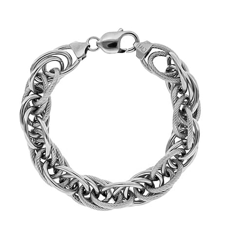 La Bella Italian Made Sterling Silver Rope Link Bracelet (Size 8), Silver Wt. 24.00 Gms.