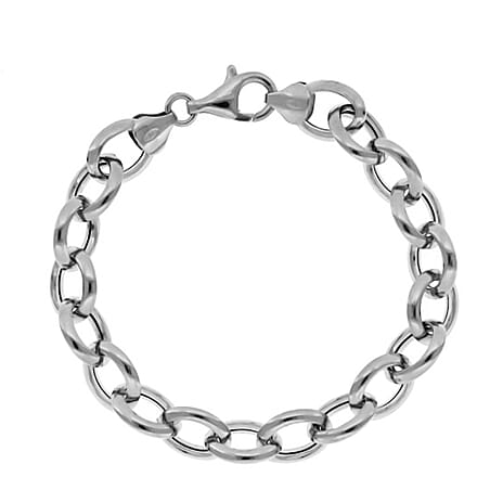 La Bella Fine Italian Jewellery - Sterling Silver Rolo Plain Bracelet (Size 7.5), Silver Wt. 14.00 Gms.