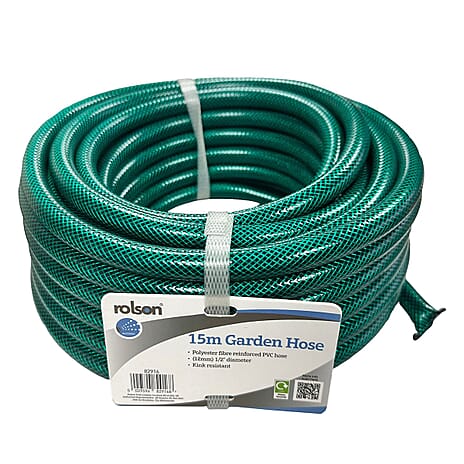 Rolson Garden Water Hose Pipe (Size 15m) - Green