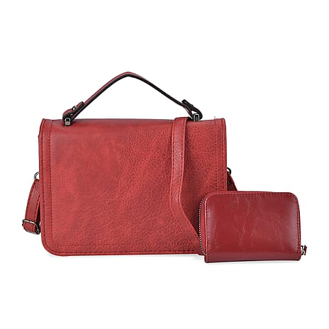 Set of 2- Sling Crossbody Bag with Card Holder - Red