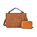 Set of 2- Sling Crossbody Bag with Card Holder - Brown