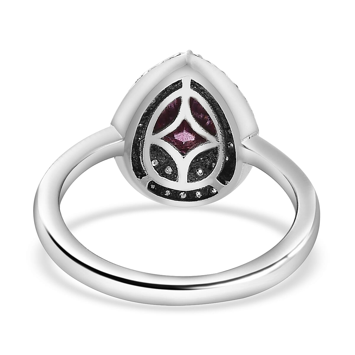 Pink & White Moissanite Ring in Platinum Overlay Sterling Silver 1.60 Ct.