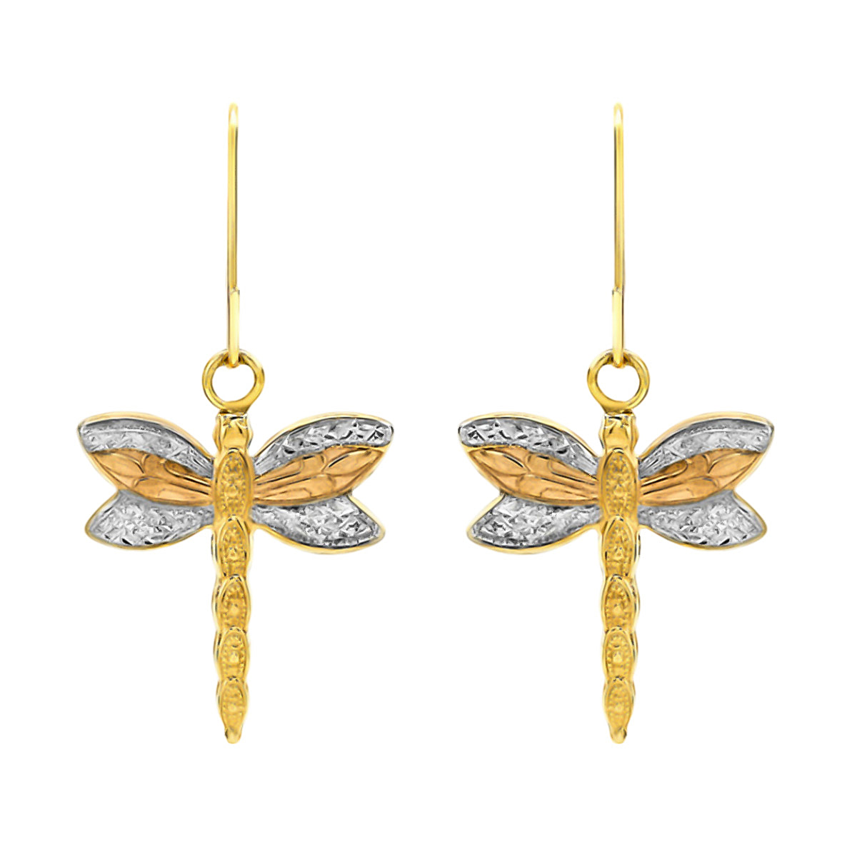 Hatton Garden Closeout - 9K Yellow Gold Dragonfly Earring